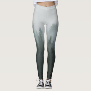 Misty Mountain Forest Autumn Fog Leggings