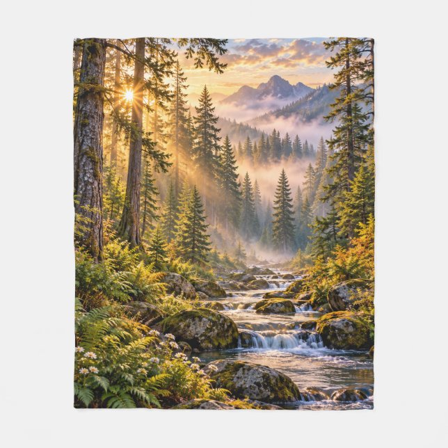 Misty Mountain Forest Fleece Blanket (Front)