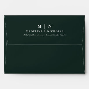 Misty Mountain Forest Green Wedding Envelope