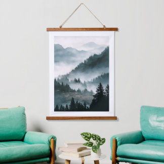 Misty Mountain Forest Poster Hanging Tapestry