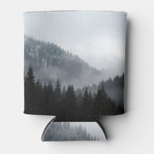 Misty Mountain Forest: Scenic Landscape View Can Cooler