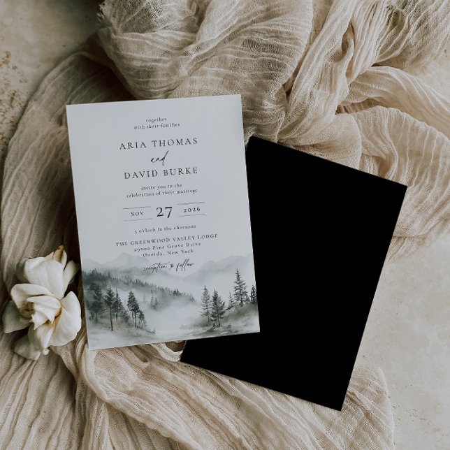 Misty Mountain Forest Wedding Invitation (Creator Uploaded)