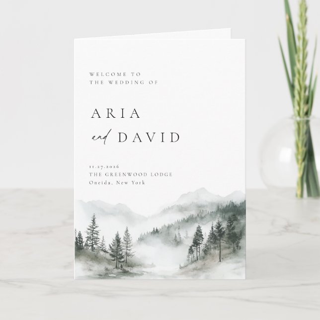 Misty Mountain Forest Wedding Programme (Front)