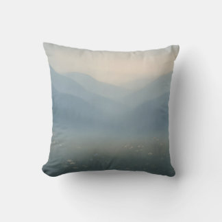 Misty Mountain Landscape Throw Pillow
