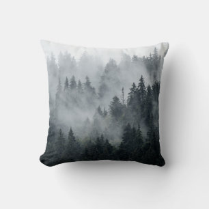 Misty Mountain Landscape Vintage Style Cushion