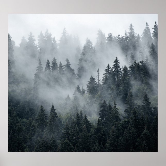 Misty Mountain Landscape Vintage Style Poster (Front)