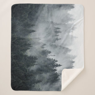 Misty Mountain Landscape Vintage Style Sherpa Blanket