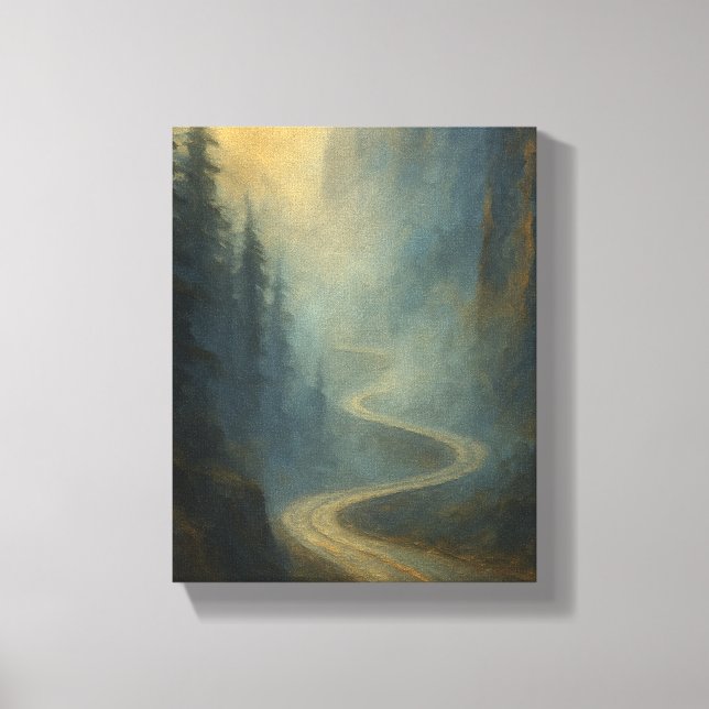 Misty Mountain Road Journey - Nature Landscape Canvas Print (Front)