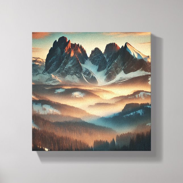 Misty Mountain Stretched Canvas Print Wall Art (Front)