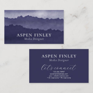 Misty Mountain Watercolor Blue Business Card