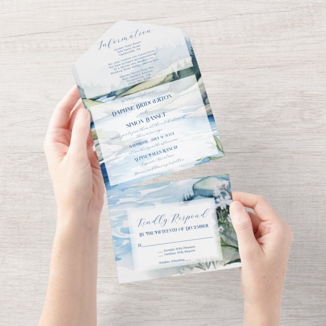 Misty Mountain Wedding All In One Invitation (Tearaway)