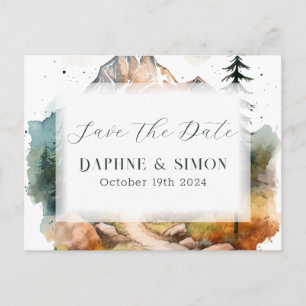 Misty Mountain Wedding Announcement Postcard