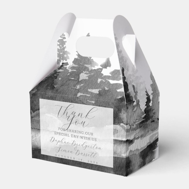 Misty Mountain Wedding Favour Box (Front Side)