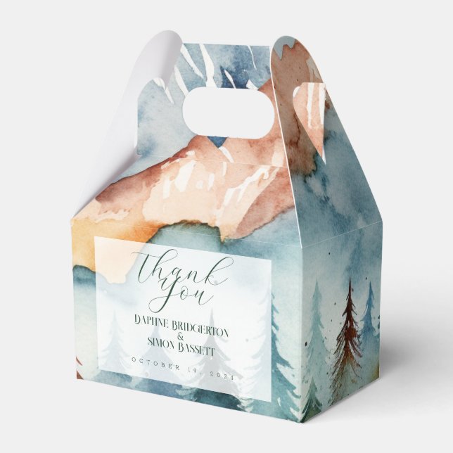 Misty Mountain Wedding Favour Box (Front Side)
