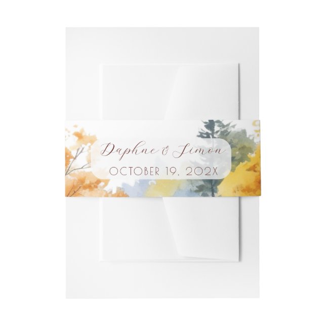 Misty Mountain Wedding Invitation Belly Band (Front Example)