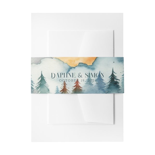 Misty Mountain Wedding Invitation Belly Band (Front Example)