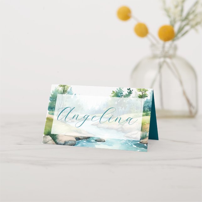 Misty Mountain Wedding Place Card (Front)