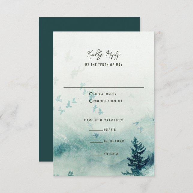 Misty Mountain Wedding Response Card (Front/Back)