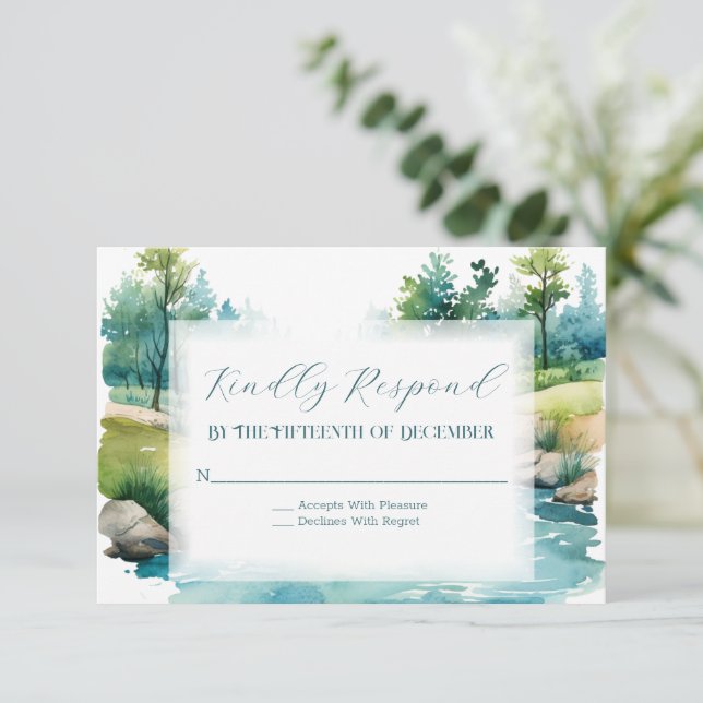 Misty Mountain Wedding RSVP Card (Standing Front)