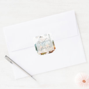 Misty Mountain Wedding Square Sticker