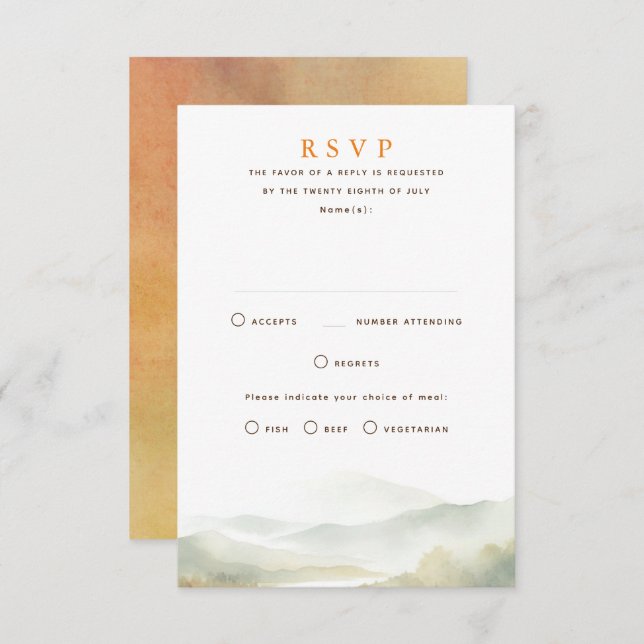Misty Mountains Fall Wedding RSVP Cards (Front/Back)