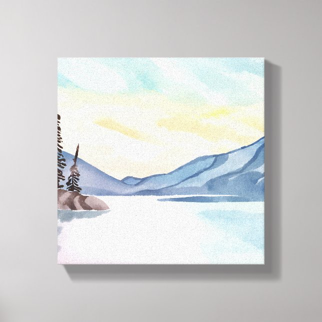 Misty Mountains | Lake Tahoe Watercolor Canvas Print (Front)
