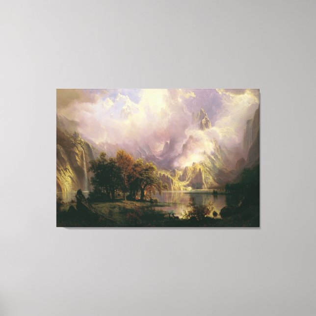Misty Mountains Oil Painting Large Canvas Print (Front)