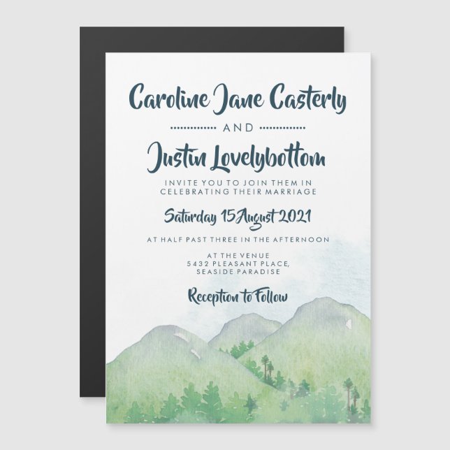 Misty Mountains Wedding Magnetic Invitation (Front/Back)