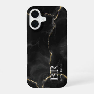Misty Night Gold Glitter Marble Customisable iPhone 16 Case