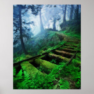 Misty Path Through the Woods Poster