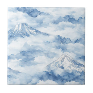 Misty Peaks – Watercolor Mountain Landscape (10) Tile