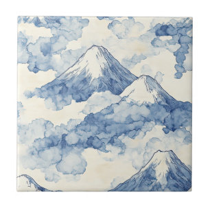 Misty Peaks – Watercolor Mountain Landscape (3) Tile
