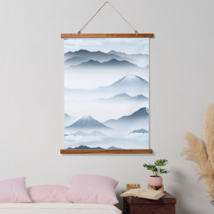 Misty Peaks – Watercolor Mountain Landscape (4) Hanging Tapestry