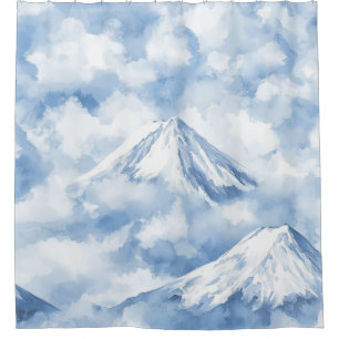 Misty Peaks – Watercolor Mountain Landscape (8) Shower Curtain