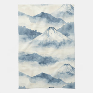 Misty Peaks – Watercolor Mountain Landscape (9) Tea Towel