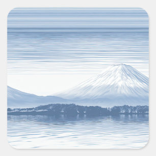 Misty Peaks – Watercolor Mountain Landscape Square Sticker