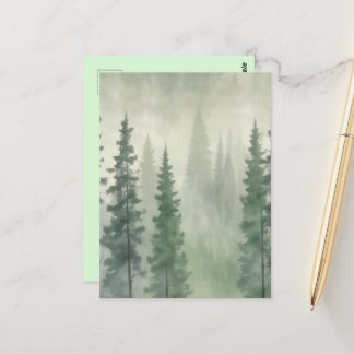 Misty Pine Forest Serenity Postcard