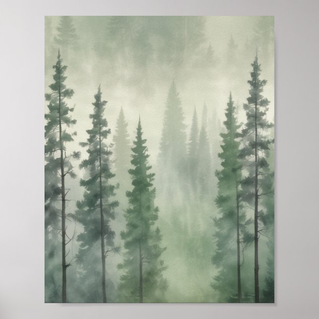 Misty Pine Forest Serenity Poster (Front)
