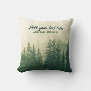 Misty Pine Forest Trees Custom Keepsake Cushion