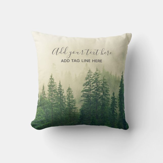 Misty Pine Forest Trees Custom Keepsake Cushion (Front)