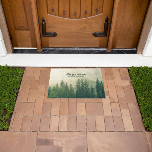 Misty Pine Forest Trees Custom Keepsake Doormat