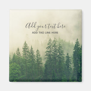 Misty Pine Forest Trees Custom Keepsake Magnet