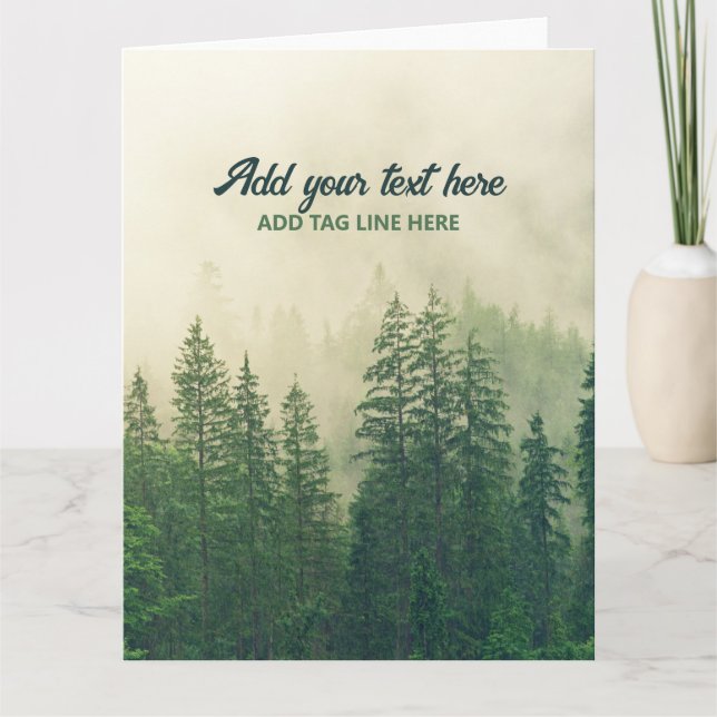 Misty Pine Forest Trees Custom Keepsake Thank You Card (Front)