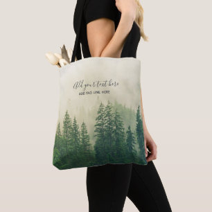 Misty Pine Forest Trees Custom Keepsake Tote Bag