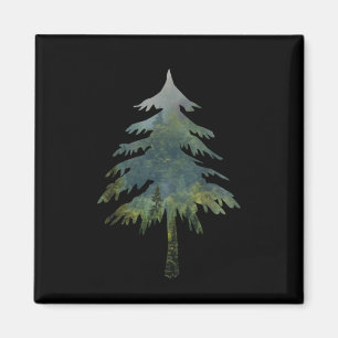 Misty pine trees Into the wild forest Magnet