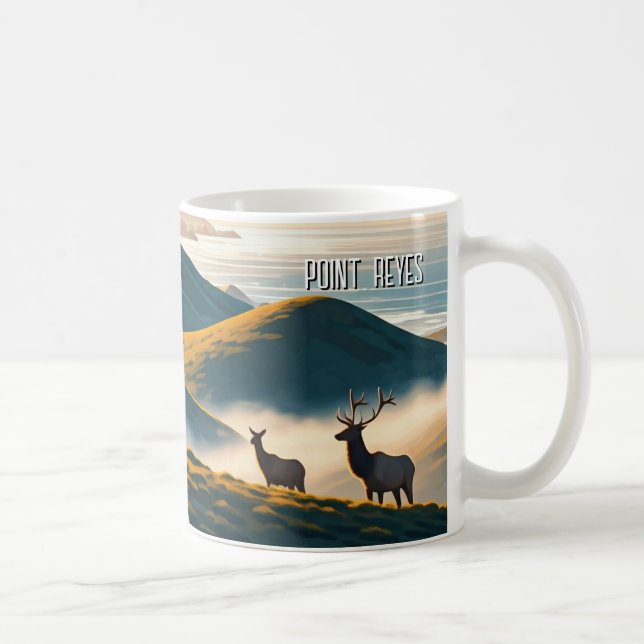 Misty Point Reyes National Seashore Elk Coffee Mug (Right)