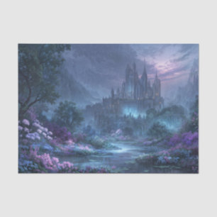 Misty Purple Floral Gothic Spire Castle Decoupage Tissue Paper
