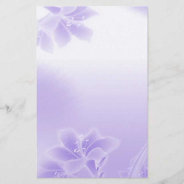 Misty purple Floral Stationery (Front)