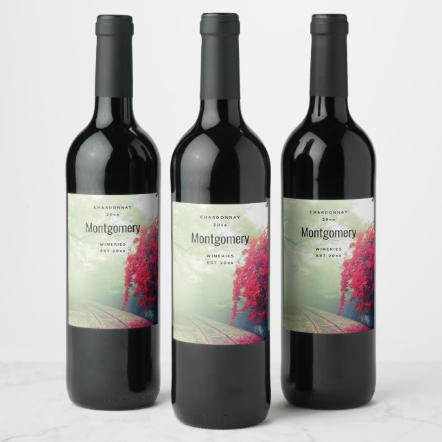 Misty Railroad Tracks Scenic Photo Wine Making Label (Bottles)