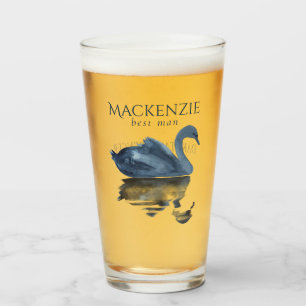 Misty Reflection   Blue Swan Best Man Keepsake Glass